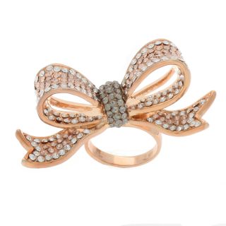 NEXTE Jewelry Rose Goldtone Multi colored Rhinestone Bow Ring
