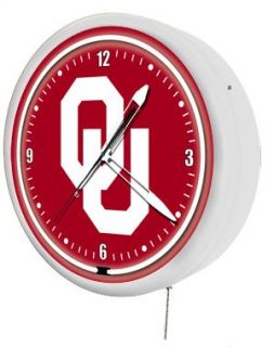 Oklahoma Sooners College 20 Metal encased Neon Clock (NEW