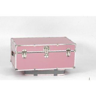 Large Steel Trunk Color Pink, Style With Wheels and Tray
