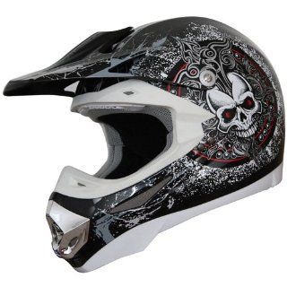 Adult DOT ATV Motocross Helmet 197 skull red/black
