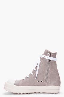 Rick Owens Grey Raw Leather Sneakers for men