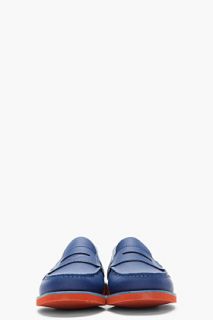 CARVEN Dark Blue Leather Moccasin Lofaers for men