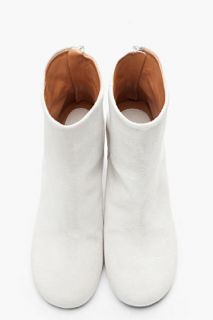 Maison Martin Margiela White Suede Clear Glitter Plexi Heel Boots for women