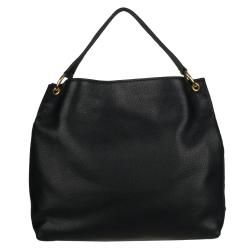 Prada Vitello Daino Black Leather Logo Hobo Bag