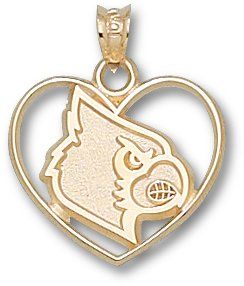 Louisville Cardinals Logo Heart Pendant 14K Gold Jewelry