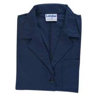 Landau 3155BNP SIZE 14 Collared Lab Coat, M, Blue, 39 In. L