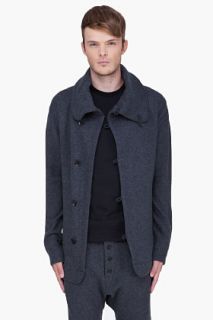 Y 3 Oversize Charcoal Felt Cardigan for men