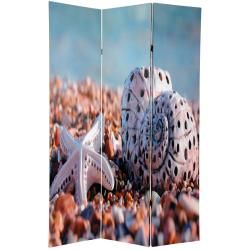 Canvas 6 foot Double sided Seashells Room Divider (China)