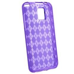 LG T mobile G2X Clear Purple Argyle TPU Rubber Skin Case