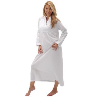 Alexander Del Rossa Womens Guinevere White Cotton Nightgown