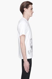 Marni White And Black Scratchy Cat T shirt for men
