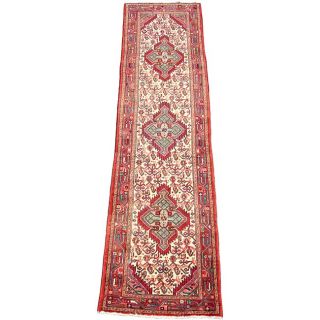 Persian Hamadan Ivory/ Red Rug (25 x 98)
