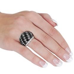 Silvertone Black, Grey, and White Cubic Zirconia Dome Ring
