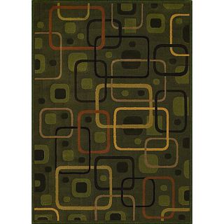 Green/ Black Geometric Rug (96 x 132)