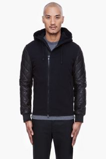 Givenchy Black Quilted Leather Hoodie for men