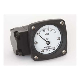 Midwest Instrument 142 AA 00 OO 25P Differential Pressure Gauge, 0 to 25 PSID