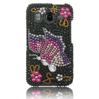 Luxmo Rainbow Butterfly Rhinestone Protector Case for HTC Inspire 4G