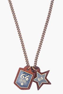 Dsquared2 Leather 64 Badge Necklace for men