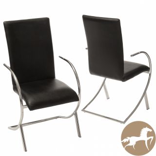 Christopher Knight Home Lydia Black Leather/ Chrome Chairs (Set of 2