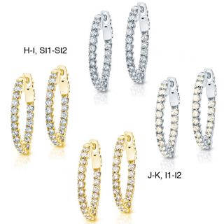 14k Gold 3ct TDW Diamond Hoop Earrings (H I/J K, SI1 SI2/I1 I2