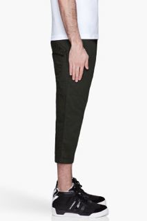 Y 3 Deep Forest Green Twill Cropped Pants for men