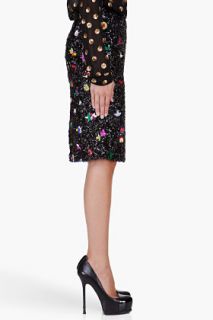 Suno Multicolor Flower Sequin Skirt for women