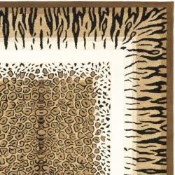 Handmade Safari Leopard Print Wool Rug (96 x 136)