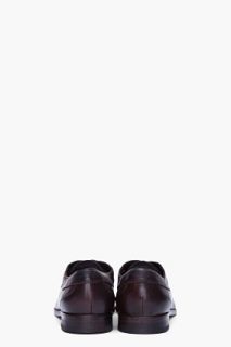 H By Hudson Dark Brown Leather Goold Shoes for men