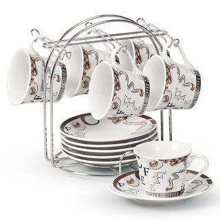 Coffee and Bean 12 piece Espresso Set with Stand