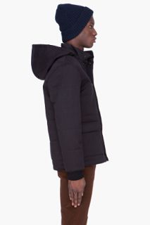 A.P.C. Black Hooded 70s Coat for men