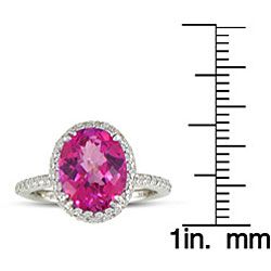 14k White Gold Pink Topaz and 1/2ct TDW Diamond Ring (J/K, I2/I3