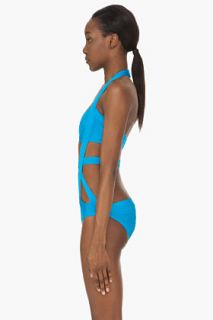 Herve Leger Sky Blue Strappy One Piece for women