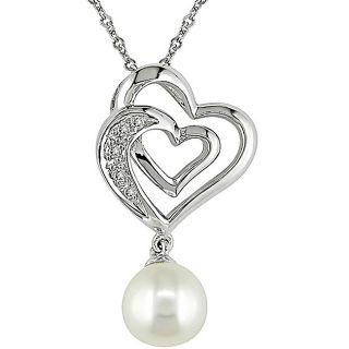 Miadora 10k Gold Diamond and FW Pearl Heart Necklace Today $142.39