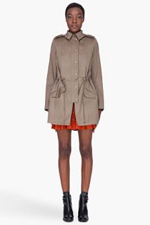 Thakoon Addition Taupe Drawstring Trench Coat for women