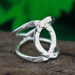 Sterling Silver Hammered Criss Cross Ring (Mexico)