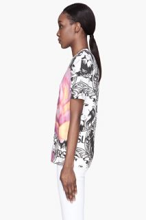 Versus Pink Rose And Logo printed T shirt for women