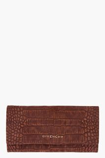 Givenchy Long Brown Croc Embossed Wallet for women