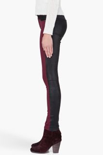 Rag & Bone Burgundy Combo Leather Back Jeans for women
