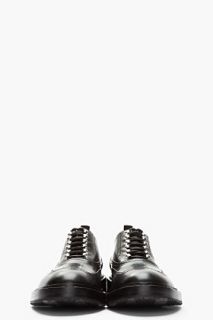 KRISVANASSCHE Black Leather Lug Soled Wingtip Shoes for men