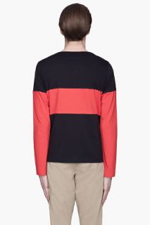 Marni Navy And Red Colorblocked Pocket Shirt for men