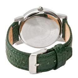 Lucky Brand Womens Silvertone Green Leather Pebblegrain Strap Watch