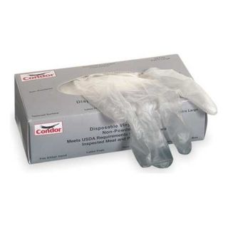 Condor 3BA45 Disposable Gloves, Vinyl, M, Clear, PK100