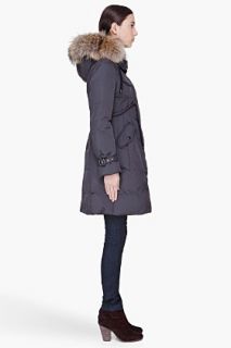 Moncler Charcoal Raccoon Fur Hood Phalangere Coat for women