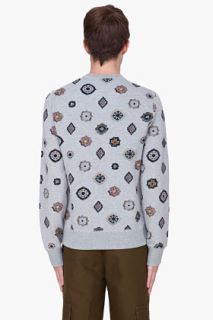 Kenzo Grey Geometric Print Sweater for men