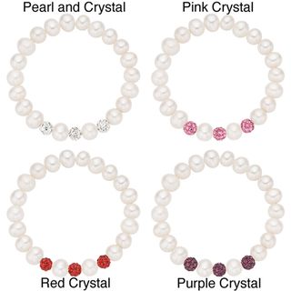 Pearlyta Childrens Pearl and Crystal Bracelet