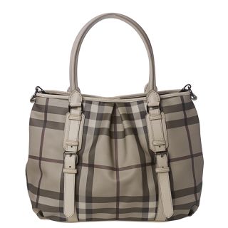 Burberry Medium Smoked Check Canvas/ Leather Tote Bag