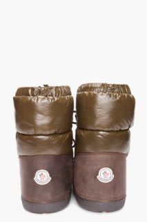 Moncler Olive Green And Brown Quilted Boots for men