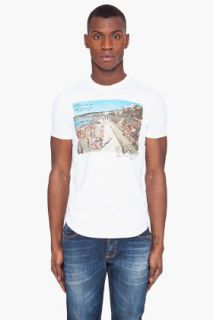 Dsquared2 White Beach Print T shirt for men