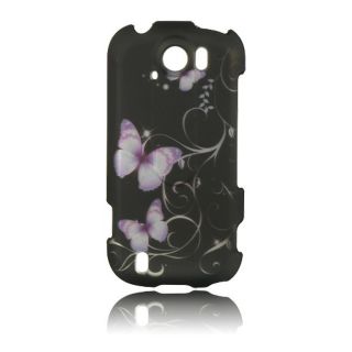 Luxmo Purple Butterfly Rubber Coated Case for HTC myTouch 4G Slide
