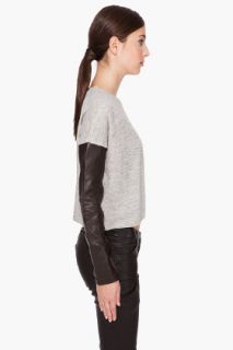 Elizabeth And James Leather Sleeve Mitch Blouse for women